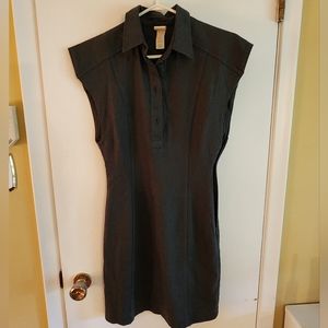 Linen and cotton black dress h&m